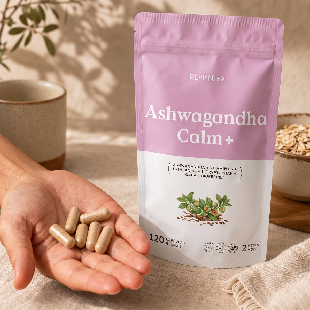 Psyllium Fiber & Flora+ · Psyllium BIO, Inulina Frutafit®, Gengibre e Probióticos IH10 (10 estirpes) · 60 cápsulas veganas