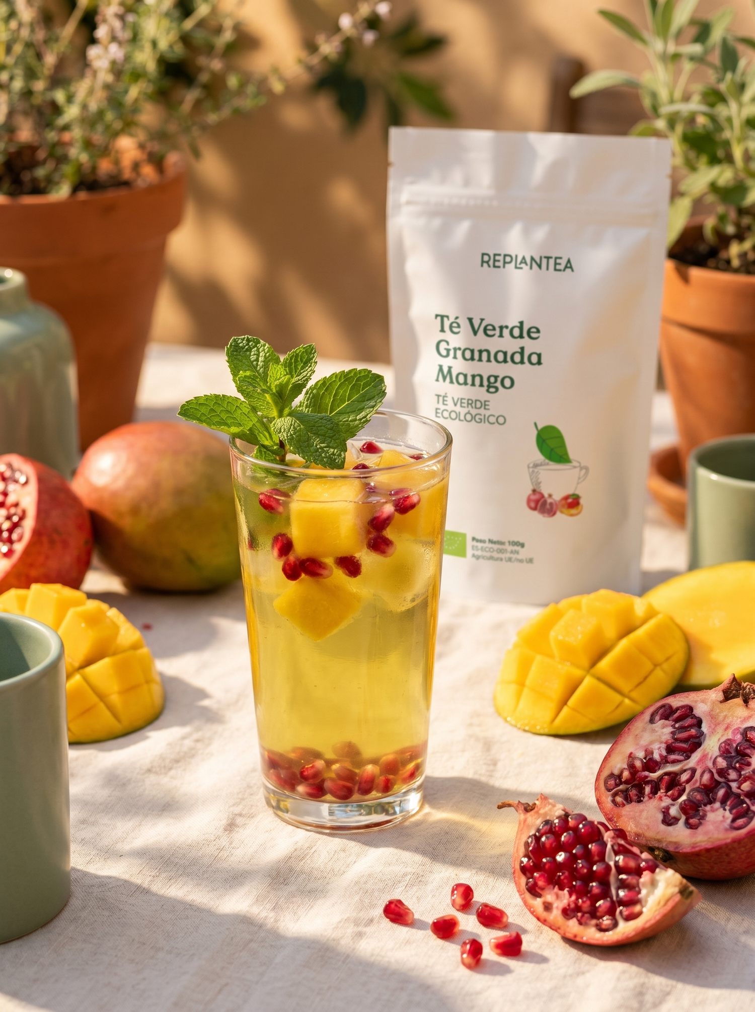 Chá Verde Biológico com Romã e Manga 100 g