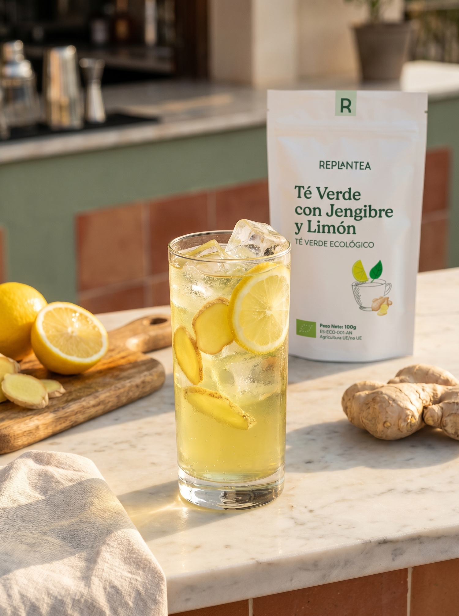Chá Verde Biológico com Gengibre e Limão 100 g